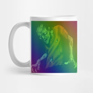 horror rainbow zombie in graveyard scary design Mug